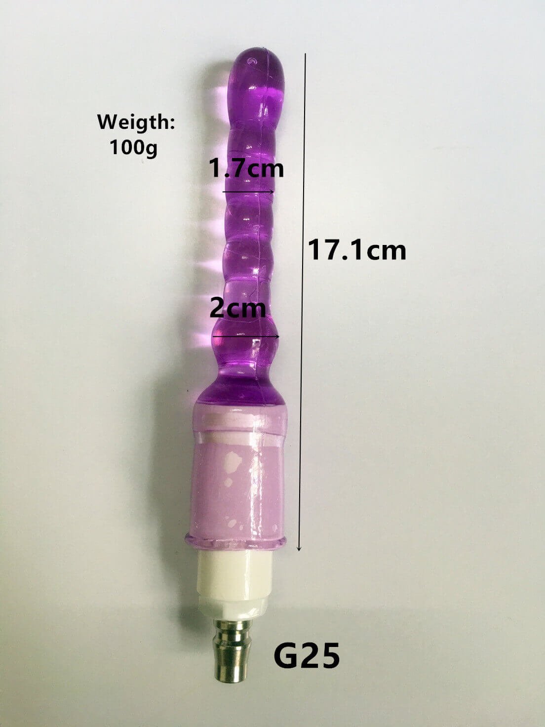 Long Purple Ringed Anal Toy - Sex Machine Attachment - 17.1 cm