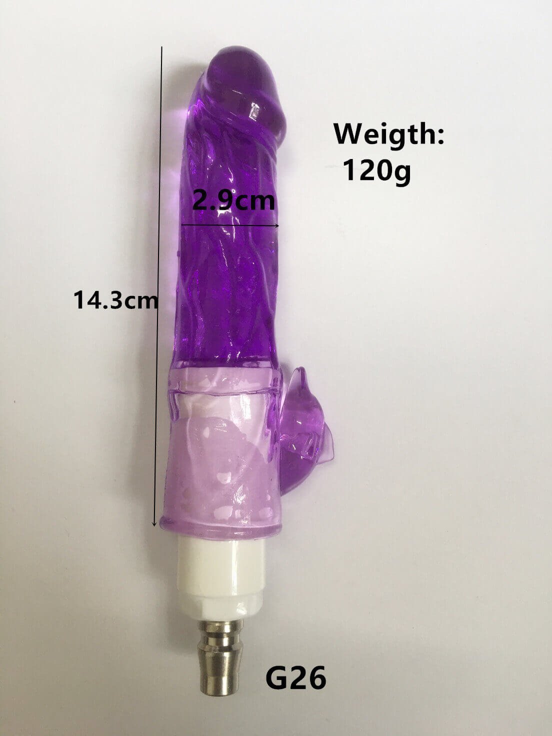 Purple Jelly Dildo Sex Machine Attachment - 14.3 cm