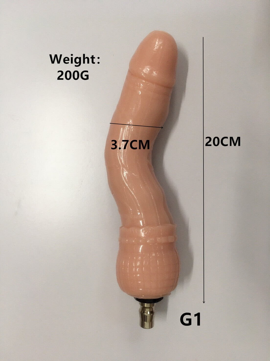Bendy Dildo Sex Machine Attachment - light beige - 20 cm