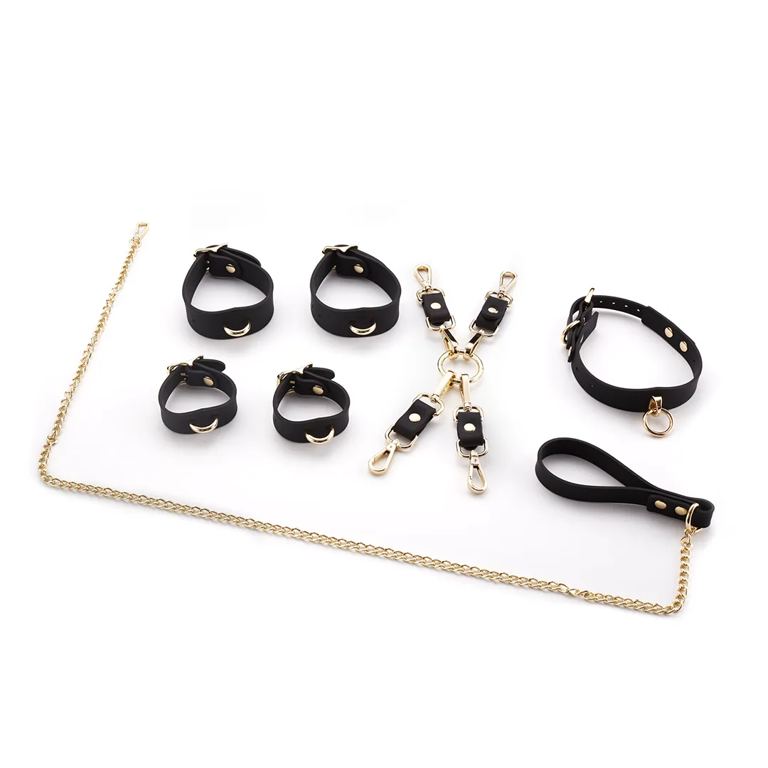 black and gold BDSM kit, 5 charming and luxurious pieces