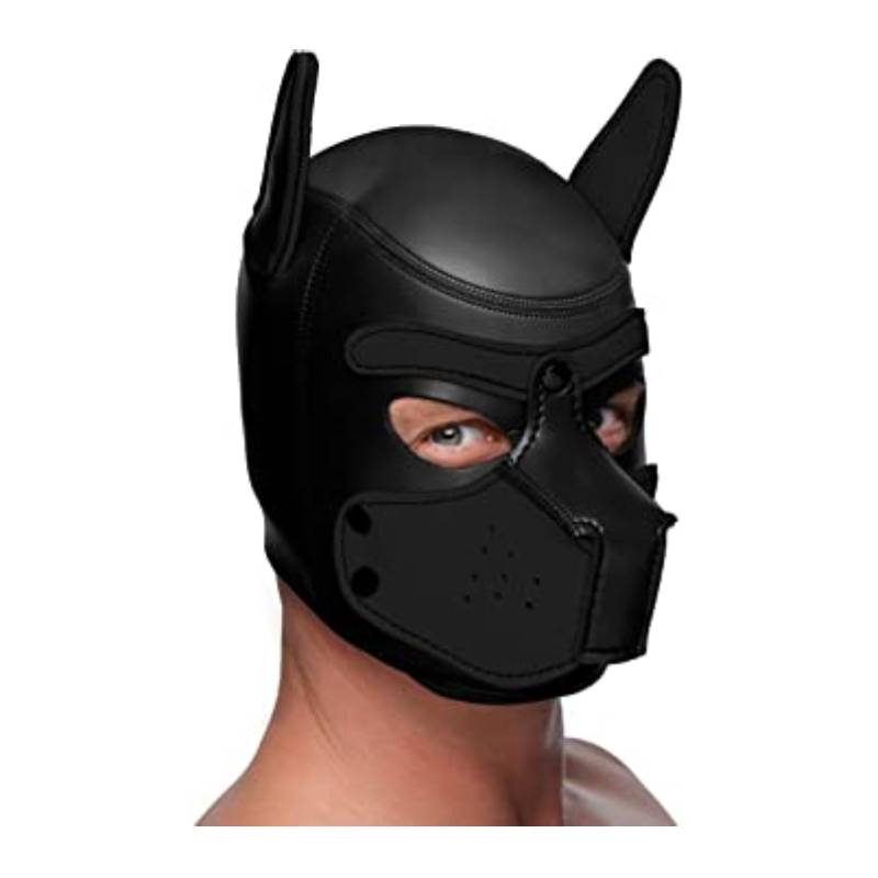 Neoprene Dog Mask - black dog mask with full face covered - BDSM
