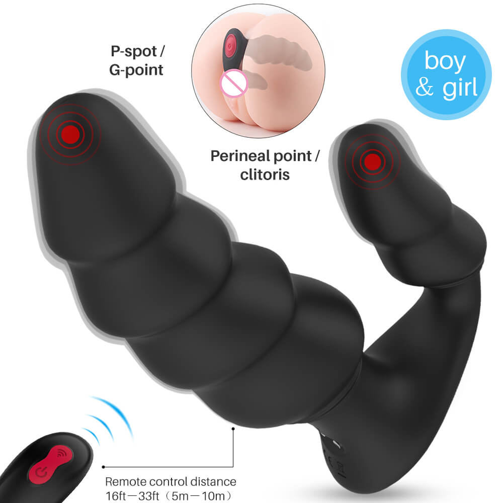 Black Double Vibrator - Front and back - perineal, G-point, perfect size
