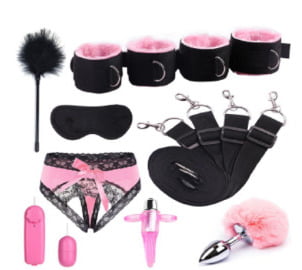 Eroticism Sighs us BDSM bed straps set pink