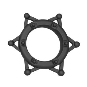 Hexagonal Star Silicone Cock Ring Black 52x26mm Nipple Clamps With Chain Metal