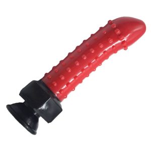 Bobbles & All 8.58 Inch Red Silicone Dildo Lozzas Curved Schlong