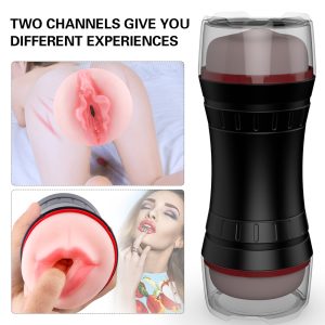 Male Hand Held Double Flesh Light Pussy Chastity Penis Lock