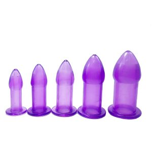Hollow Butt Plugs expander Five Piece Set Medium Size Silicone Inflatable