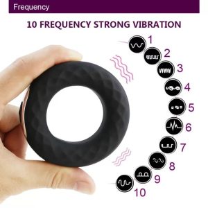 The Master Vibrating Cock Ring Hexagonal Star Silicone Cock Ring Black 52x26mm