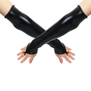 Black Fingerless Sleeve Style Glove Leopard