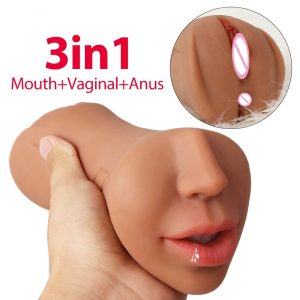 3 in 1 Mouth Masturbator - 19cm x 5cm - mouth, ass, hole, pussy Pulse Pussy Sucking Power