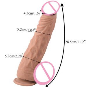 Solid and Uneven Body with Suction Cup Big Cock | Flesh 28.5 cm Dingy Dark Beige Dildo