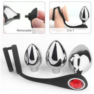 Interchangeable 3 Set Metal B-Plug/Cock ring Couples Remote Control Toy