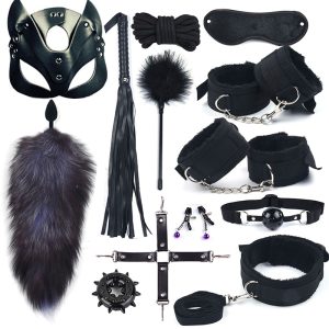 BDSM 13 PCS Beginners Set Sexy Black Fur