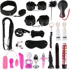 Dangerous Love kit with 24 items for BDSM practices and exotic adventures Cosplay Binding Straps