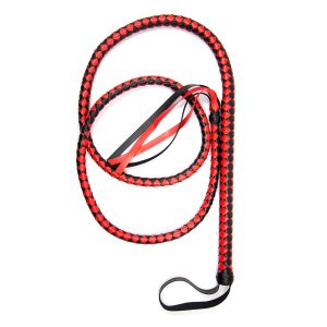 Long Red And Black Checkered Whip Rhinestone Whip