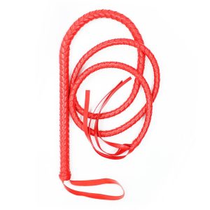 Long Red Leather Whip Rhinestone Whip