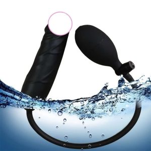 Medium Size Silicone Inflate-able Butt Plug Vibrating Prostate Plug Remote Control