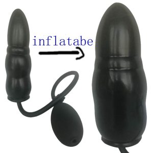 Small Size Silicone Inflatable Black Butt Plug Cutie Fox Tail