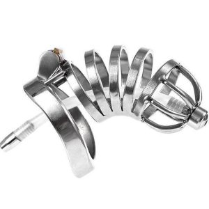 Elegance Lock Metal Penis Chastity Cage Double Lock Ring