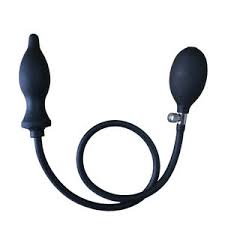 Inflatable Anal Plug, Silicone Black Winered Leather Bondage Set