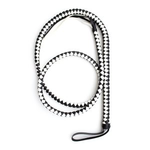 Long Black & White Checkered Whip Rhinestone Whip