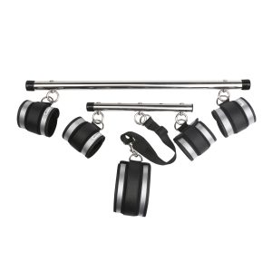 Spread Em! Cuffed Leg Spreader Bar with Collar Bed Straps Sexy Set