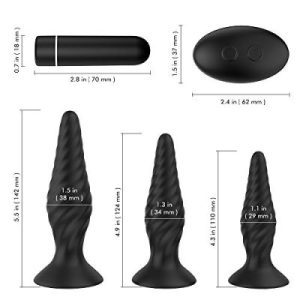 Booty Plug 3 Pack S|M|L Vibrating Remote Control Louise Sex Doll