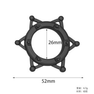 Hexagonal Star Silicone Cock Ring Black 52x26mm Plug With Ring