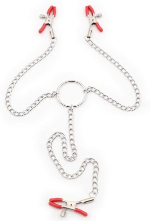 Nipple Clamps With Chain Metal silver color nipple clamp