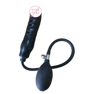 Small Size Silicone Inflatable Black Butt Plug APP Controlled Thrusting Anal Plug