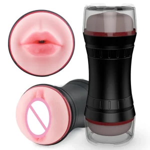 Male Hand Held Double Flesh Light Pussy Disposable Pleasure Penis Sleeve