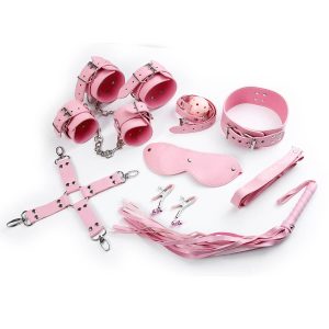 Pink Passion 8pc BDSM Set LuxStretch Vibe Dildo